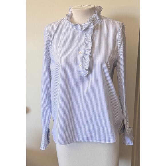 Kate Spade Broome Street Button Down Ruffle Neck Blouse Size Small - Picture 2 of 5